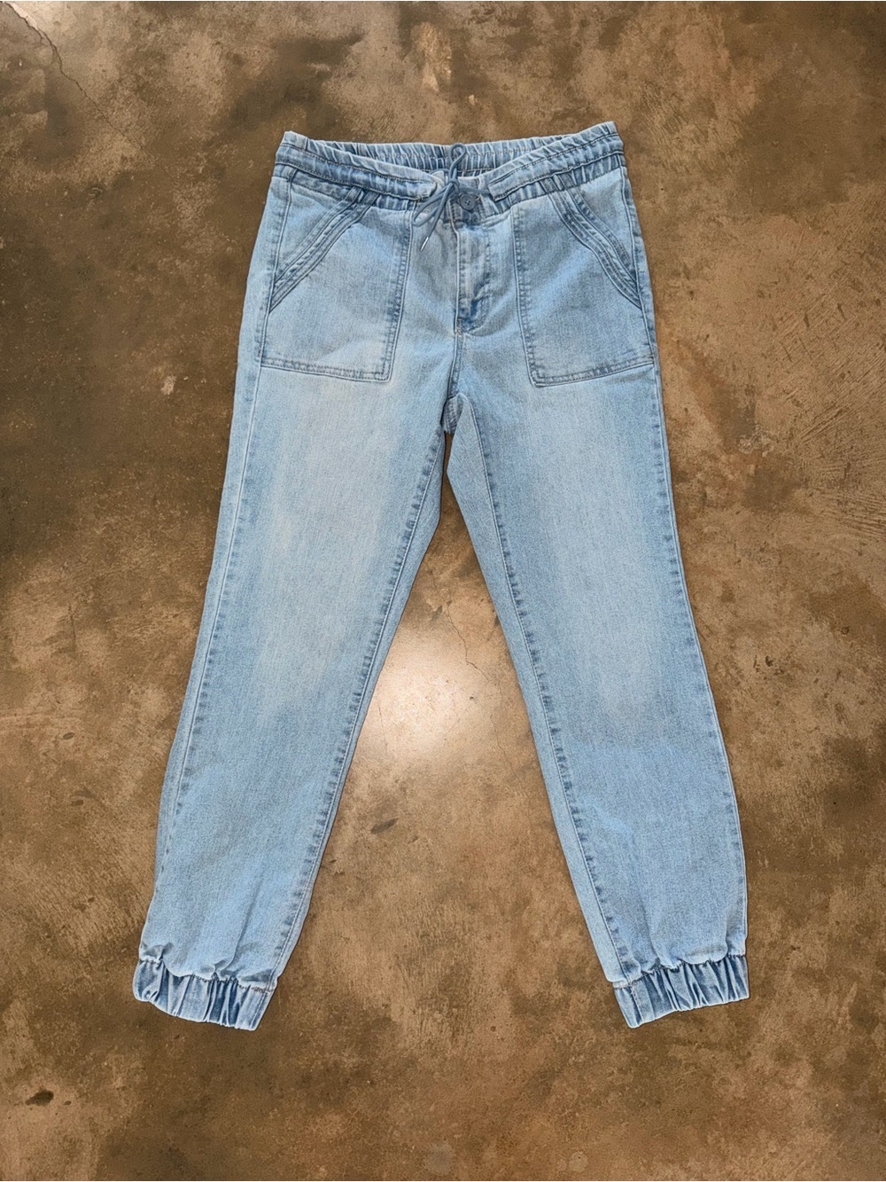 Tinseltown M Denim Joggers Pants Light Wash Elastic Waist Pockets Game Day Fit